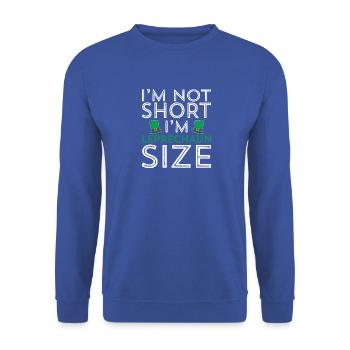 Not Small, but Leprechaun Size - St. - Unisex Sweatshirt - royal blue - Front - Alina (178cm) & Michal (187cm)