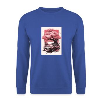 Vintage Sakura Cherry Blossom Tree Car - Sweat-shirt Unisexe - bleu royal - Devant - Alina (178cm) & Michal (187cm)