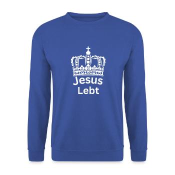 Jesus Lebt - Unisex Pullover - Royalblau - Vorne - Alina (178cm) & Michal (187cm)