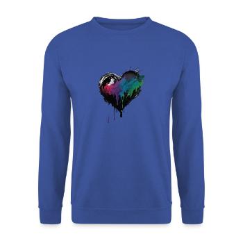 Herz Graffiti Style - Unisex Pullover - Royalblau - Vorne - Alina (178cm) & Michal (187cm)