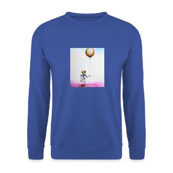 Einsamer Roboter hält Ballon - Unisex Pullover - Royalblau - Vorne - Alina (178cm) & Michal (187cm)