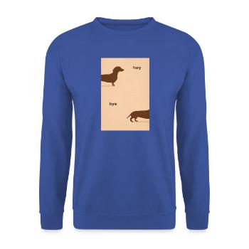 Hey Bye Dackel – Lustiges Hundeposter - Unisex Pullover - Royalblau - Vorne - Alina (178cm) & Michal (187cm)