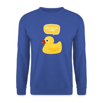 Just Quackin’ Around Duck Design - Unisex Pullover - Royalblau - Vorne - Alina (178cm) & Michal (187cm)