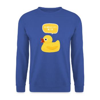 Watscheln Ich mache das nächste Entendesign - Unisex Pullover - Royalblau - Vorne - Alina (178cm) & Michal (187cm)