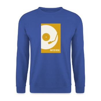 Drop The Needle Turntable Poster - Unisex Pullover - Royalblau - Vorne - Alina (178cm) & Michal (187cm)
