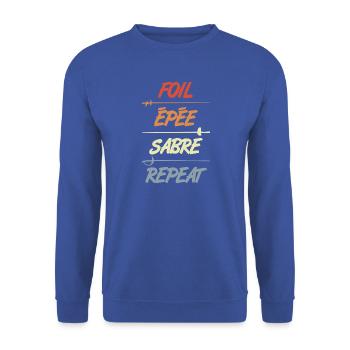Florett Degen Säbel Wiederholung - Unisex Pullover - Royalblau - Vorne - Alina (178cm) & Michal (187cm)