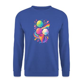 Buntes Eiscreme Motiv mit Regenbogen - Unisex Pullover - Royalblau - Vorne - Alina (178cm) & Michal (187cm)