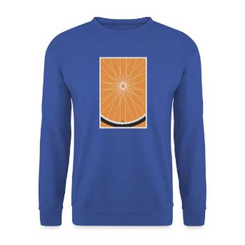 Vorderrad – Abstraktes Fahrrad Design - Unisex Pullover - Royalblau - Vorne - Alina (178cm) & Michal (187cm)