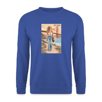 Golden Gate Street Style SF - Unisex Pullover - Royalblau - Vorne - Alina (178cm) & Michal (187cm)