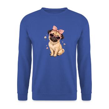 Mops Hund süßer Mops niedlicher Mops - Unisex Pullover - Royalblau - Vorne - Alina (178cm) & Michal (187cm)