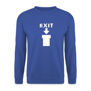 Exit Comic Retro Design - Unisex Pullover - Royalblau - Vorne - Alina (178cm) & Michal (187cm)