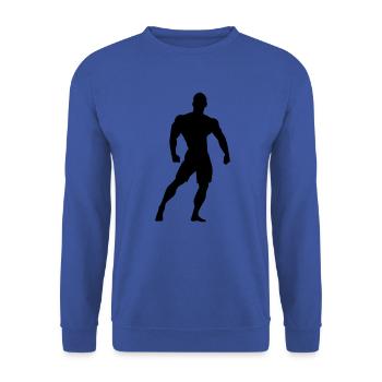 muskel mann - Unisex Pullover - Royalblau - Vorne - Alina (178cm) & Michal (187cm)