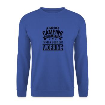 Bad Day Camping Better Than Working Camper Zelt - Unisex Pullover - Royalblau - Vorne - Alina (178cm) & Michal (187cm)
