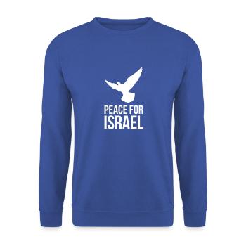 PEACE FOR ISRAEL with dove of peace - Unisex Sweatshirt - royal blue - Front - Alina (178cm) & Michal (187cm)