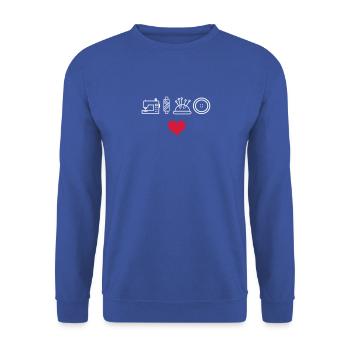 nähen - Unisex Pullover - Royalblau - Vorne - Alina (178cm) & Michal (187cm)