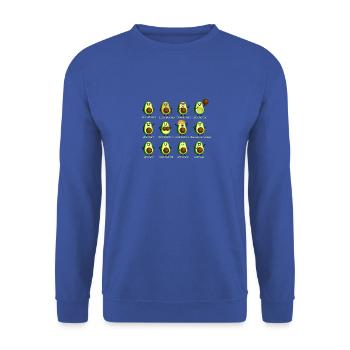 12 Avocados - Unisex Pullover - Royalblau - Vorne - Alina (178cm) & Michal (187cm)