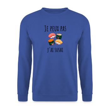 Je peux pas j'ai sushi. - Sweat-shirt Unisexe - bleu royal - Devant - Alina (178cm) & Michal (187cm)