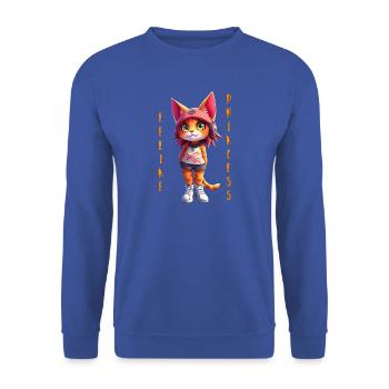 Feline Princess - Stylischer urbaner und mädchenhafter Look - Unisex Pullover - Royalblau - Vorne - Alina (178cm) & Michal (187cm)