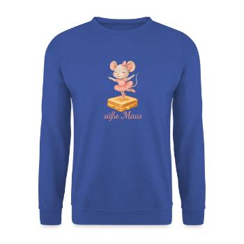Mignon ballerine souris sur sandwich au fromage - Sweat-shirt Unisexe - bleu royal - Devant - Alina (178cm) & Michal (187cm)