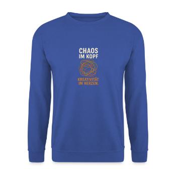 Chaos Im Kopf Kreativität Im Herzen - Unisex Pullover - Royalblau - Vorne - Alina (178cm) & Michal (187cm)