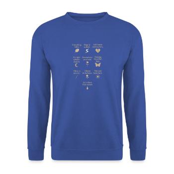 Motivierende dunkle Poesie-Texte - Unisex Pullover - Royalblau - Vorne - Alina (178cm) & Michal (187cm)