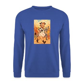 Halloween Party Kuhkleid - Unisex Pullover - Royalblau - Vorne - Alina (178cm) & Michal (187cm)