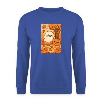 Halloween Niedliche Geister im Herbst - Unisex Pullover - Royalblau - Vorne - Alina (178cm) & Michal (187cm)