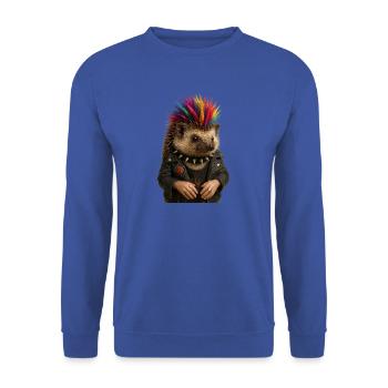Bunter Igel Punk mit stylischem Flair - Unisex Pullover - Royalblau - Vorne - Alina (178cm) & Michal (187cm)