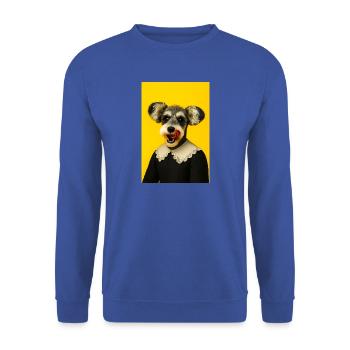 Hund mit Vintage-Spitzenhalsband - Unisex Pullover - Royalblau - Vorne - Alina (178cm) & Michal (187cm)