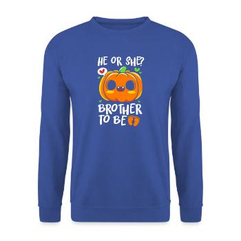 Gender Reveal Halloween Babyshower - Unisex Pullover - Royalblau - Vorne - Alina (178cm) & Michal (187cm)