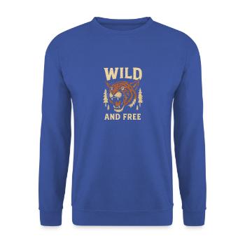 Wild and Free Tiger Emblem - Unisex Pullover - Royalblau - Vorne - Alina (178cm) & Michal (187cm)