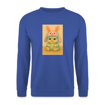 Pastell-Plüsch-Hasen-Duo - Unisex Pullover - Royalblau - Vorne - Alina (178cm) & Michal (187cm)