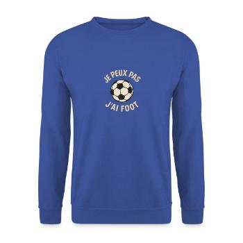Ich kann nicht, ich habe Fußball - Unisex Pullover - Royalblau - Vorne - Alina (178cm) & Michal (187cm)