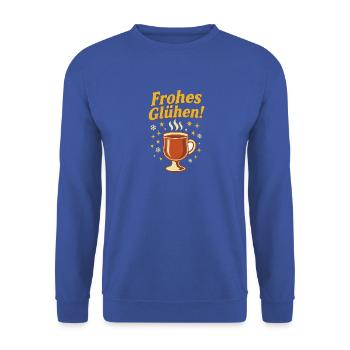 Frohes Glühen Glühwein Advent Weihnachtsmarkt - Unisex Pullover - Royalblau - Vorne - Alina (178cm) & Michal (187cm)