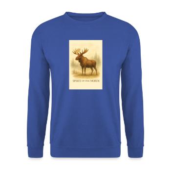 Geist des Nordens: Elch - Unisex Pullover - Royalblau - Vorne - Alina (178cm) & Michal (187cm)
