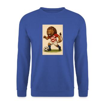 Löwe im Kroatien Fußballjersey - Unisex Pullover - Royalblau - Vorne - Alina (178cm) & Michal (187cm)