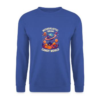 Süßigkeiten Galaxie Lolli Space Planet - Unisex Pullover - Royalblau - Vorne - Alina (178cm) & Michal (187cm)