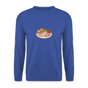 Hering mit Kartoffeln - Unisex Pullover - Royalblau - Vorne - Alina (178cm) & Michal (187cm)