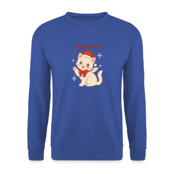 Aquarius Winterkatze - Unisex Pullover - Royalblau - Vorne - Alina (178cm) & Michal (187cm)