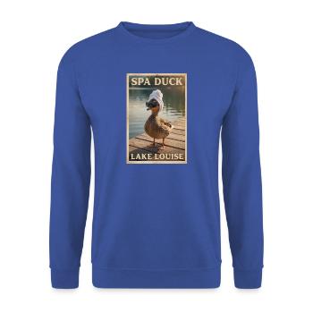 Spa Duck am Lake Louise - Unisex Pullover - Royalblau - Vorne - Alina (178cm) & Michal (187cm)