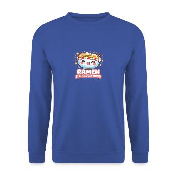 Kawaii Ramen Nudeln Japan Retro - Unisex Pullover - Royalblau - Vorne - Alina (178cm) & Michal (187cm)