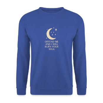 Mondbeschienene Bedrohung: Verbrenne deine Seele - Unisex Pullover - Royalblau - Vorne - Alina (178cm) & Michal (187cm)