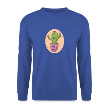 Kaktus Umarmung Kunstdruck - Unisex Pullover - Royalblau - Vorne - Alina (178cm) & Michal (187cm)