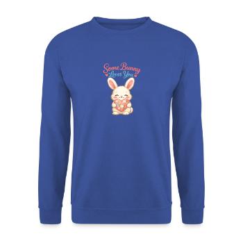 Süßer Osterhase mit buntem Ei und Schriftzug - Unisex Pullover - Royalblau - Vorne - Alina (178cm) & Michal (187cm)