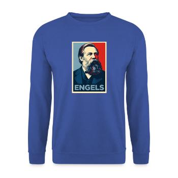 Engels Pop-Art-Porträt - Unisex Pullover - Royalblau - Vorne - Alina (178cm) & Michal (187cm)