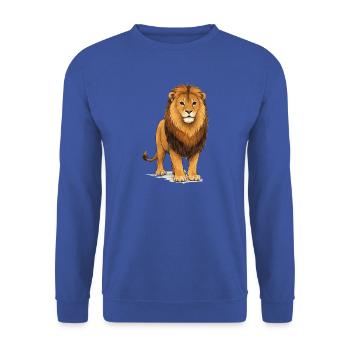 Löwe Tier - Unisex Pullover - Royalblau - Vorne - Alina (178cm) & Michal (187cm)
