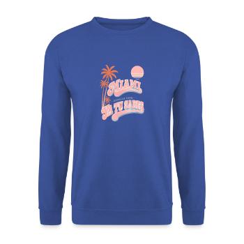 Miami Ya Tu Sabes Retro Palms Salmon - Unisex Pullover - Royalblau - Vorne - Alina (178cm) & Michal (187cm)