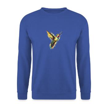 Wild Geometry Kolibris - Unisex Pullover - Royalblau - Vorne - Alina (178cm) & Michal (187cm)