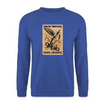 Ordnung Gefängnisse. Chaos befreit. - Unisex Pullover - Royalblau - Vorne - Alina (178cm) & Michal (187cm)