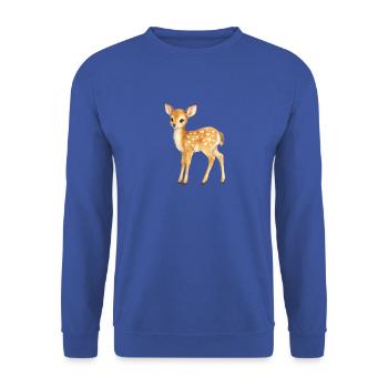 Fawn mit Herzmuster - Unisex Pullover - Royalblau - Vorne - Alina (178cm) & Michal (187cm)